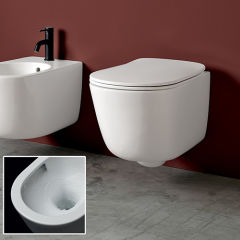Wc suspendu avec abattant soft-close céramique blanc brillant EVA - WC88001