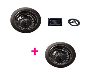 Vidage & trop plein gun métal - Kit vidage bonde + trop plein en inox revêtement PVD Gun métal