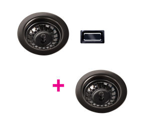 Vidage & trop plein gun métal brillant - Kit vidage bonde + trop plein en inox revêtement PVD Gun métal brillant