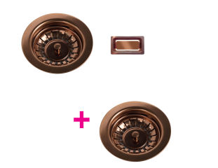 Vidage & trop plein cuivre brillant - Kit vidage bonde + trop plein en inox revêtement PVD Cuivre brillant