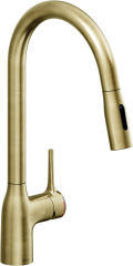 RC0013DO091 - Mitigeur de cuisine Luisina, bec pivotant dor&eacute; mat avec douchette extractible double jet