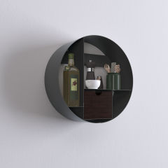 Etagère Hook - Etagère Hook 390 mm coloris Gris avec tiroir en hêtre foncé